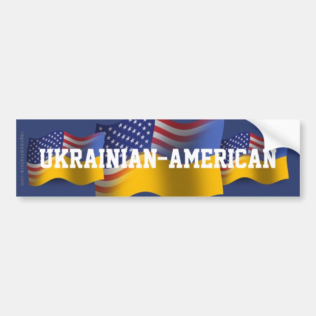 Ukrainian-American Waving Flag Bumper Sticker (Front)