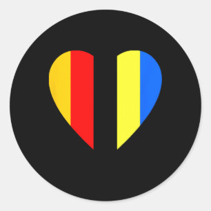 Ukrainian And German Flag In The Heart Of Ukraine  Classic Round Sticker