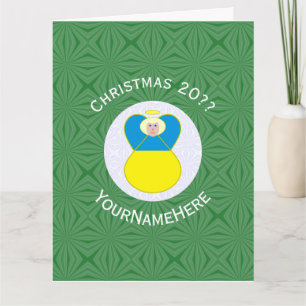 Ukrainian Angel Christmas Flag Personalized Text  Card