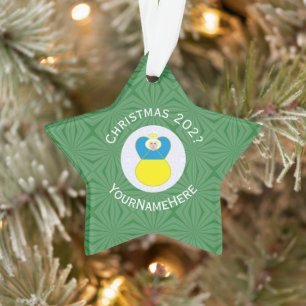 Ukrainian Angel Christmas Flag Personalized Text Ornament
