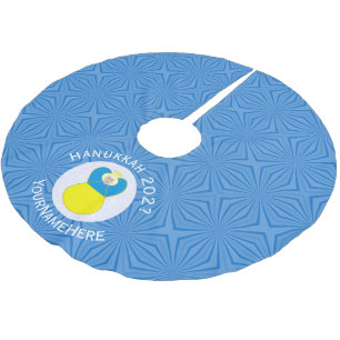 Ukrainian Angel Hanukkah Flag Personalized Text Brushed Polyester Tree Skirt