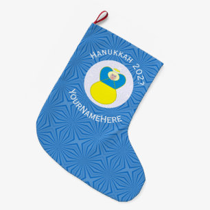 Ukrainian Angel Hanukkah Flag Personalized Text  Large Christmas Stocking