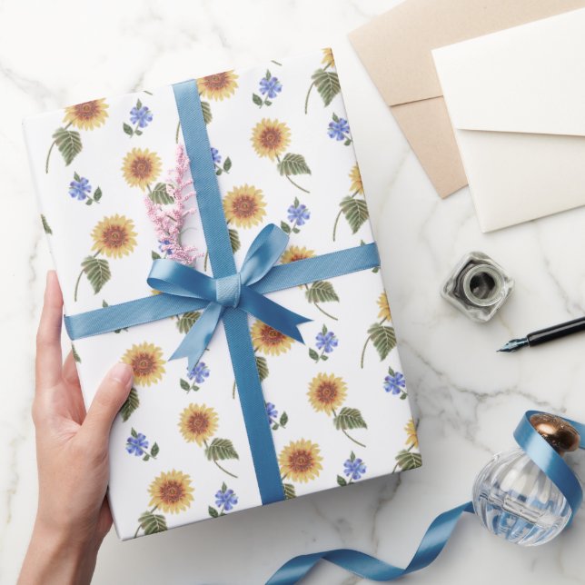 Ukrainian blue/yellow floral pattern. Ukraine Wrapping Paper (Gifting)