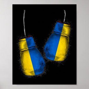 Ukrainian Boxers Fans Gifts Flag Fight Gloves Ukra Poster