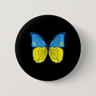 Ukrainian Butterfly Flag of Ukraine with Trident F 2 Inch Round Button