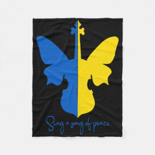 Ukrainian Butterfly Violin Peace In Ukraine Music Fleece Blanket