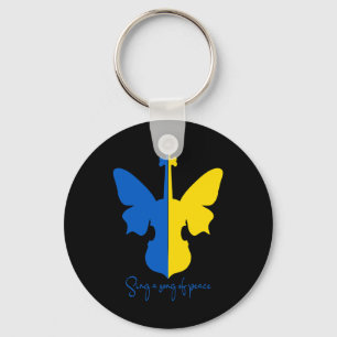 Ukrainian Butterfly Violin Peace In Ukraine Music Keychain