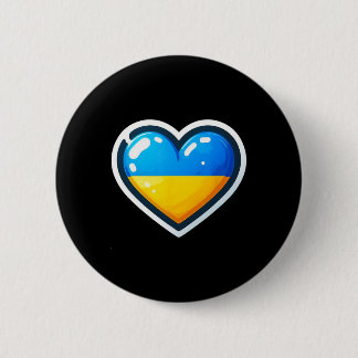 Ukrainian Bynner Fan Ukraine Flag Cute Heart  2 Inch Round Button