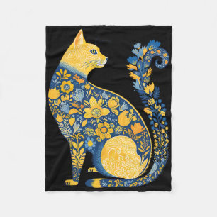 Ukrainian Cat Cute Floral Vintage Ukraine Flag And Fleece Blanket