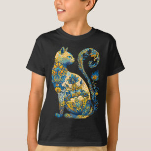 Ukrainian Cat Floral Vintage Ukraine Flag And Vysh T-Shirt