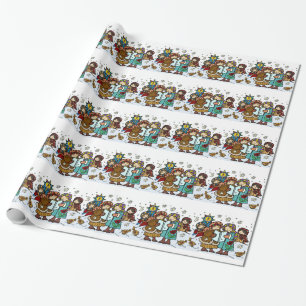 Ukrainian Christmas Carollers Wrapping Paper