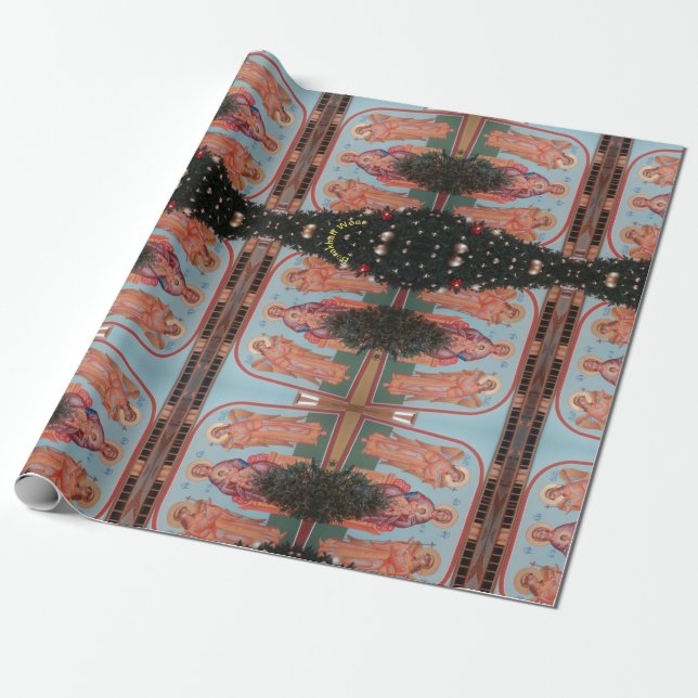 Ukrainian Christmas Wrapping Paper (Unrolled)