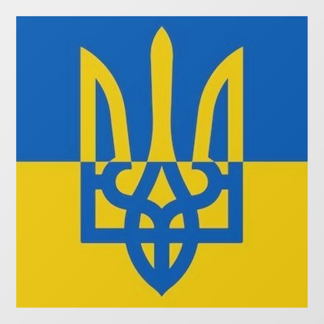 Ukrainian Coat of Arms - Trident I Support Ukraine Window Cling (Sheet)