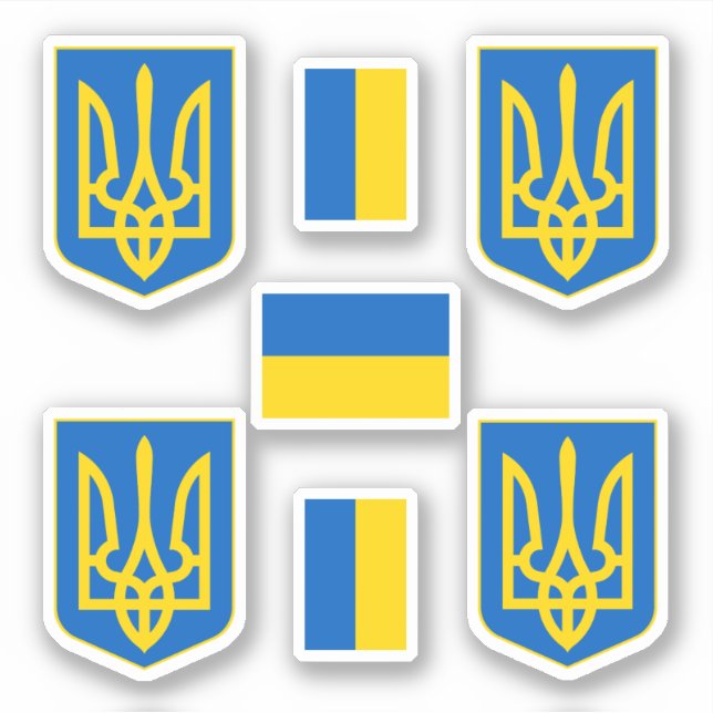 Ukrainian coat of arms / trizub and flag Sticker (Front)