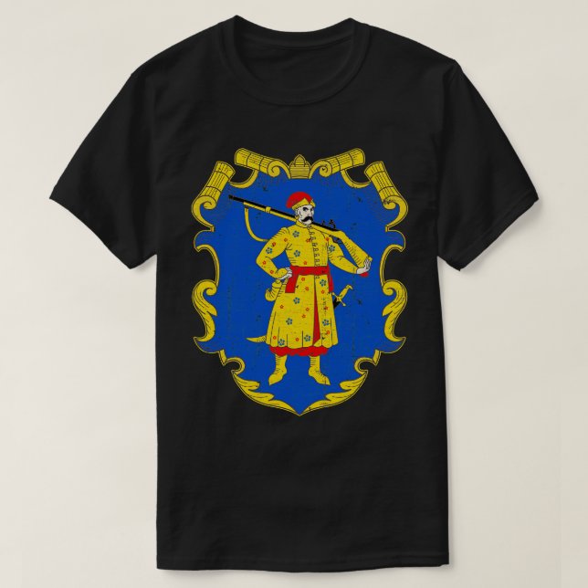 Ukrainian Cossack VintageStyle Emblem Design T-Shirt (Design Front)