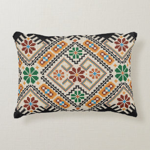 Ukrainian Cross-Stitch: Ethnic Handmade Pattern. Accent Pillow