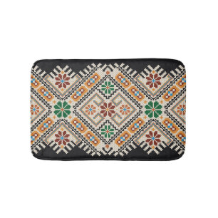 Ukrainian Cross-Stitch: Ethnic Handmade Pattern. Bath Mat
