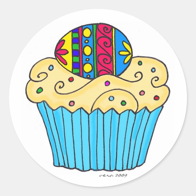 Ukrainian Cupcake by Vera Trembach Classic Round Sticker (Front)