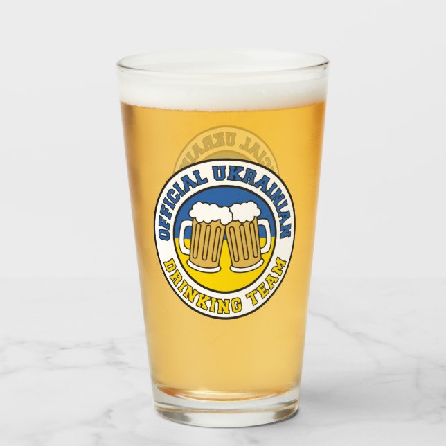 Ukrainian Drinking Team Flag of Ukraine Glass (Front Filled)