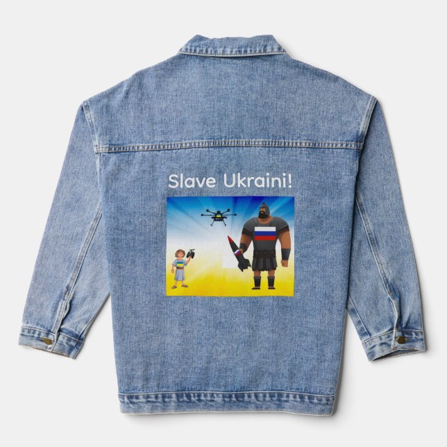 Ukrainian Drone Dominance  Denim Jacket (Back)