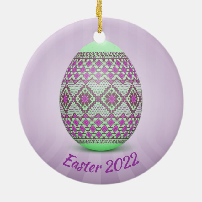 Ukrainian Easter Egg (Pysanka) Ceramic Ornament (Back)