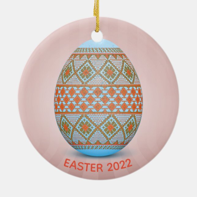 Ukrainian Easter Egg (Pysanka) Design Ceramic Ornament (Back)