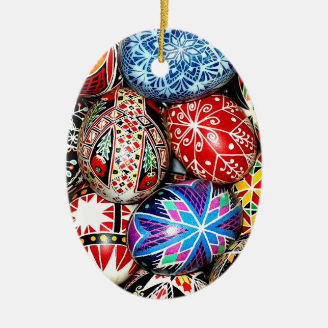 Ukrainian Easter Eggs Ceramic Ornament (Front)