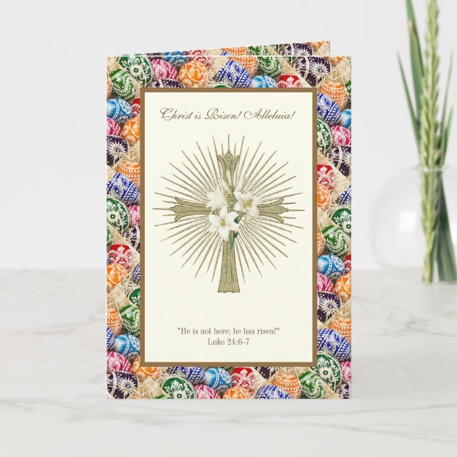 Ukrainian Easter Eggs Christ is Risen Alleluia Card (Front)