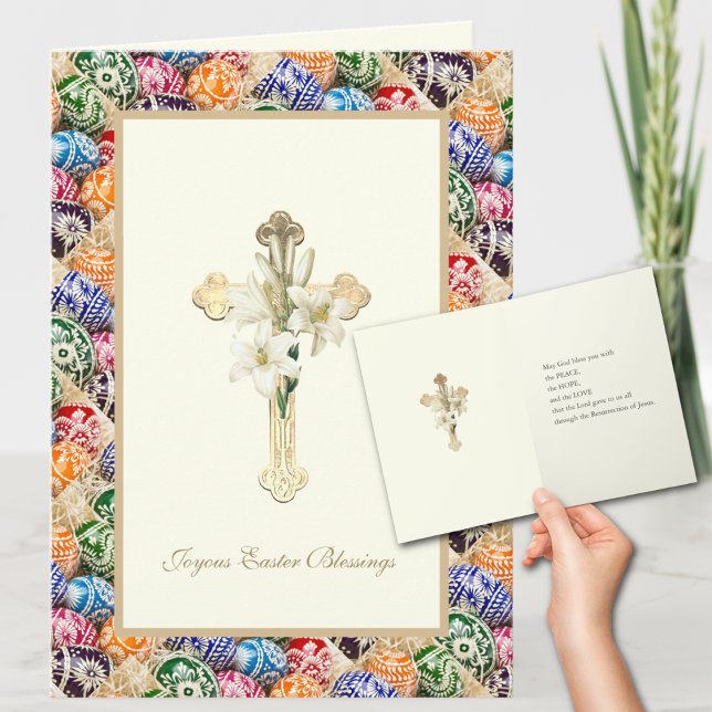 Ukrainian Easter Eggs Cross with Lily Pascha  Card (Creator Uploaded)