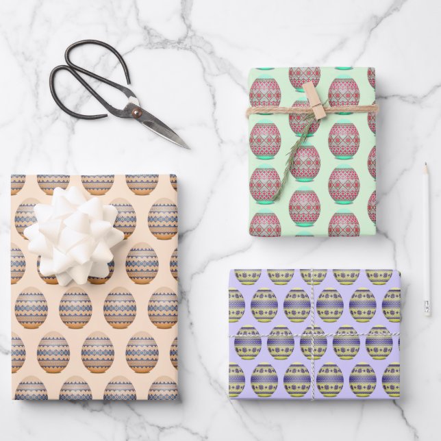 Ukrainian Easter Eggs Design Wrapping Paper Sets (Front)