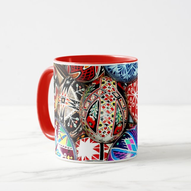 Ukrainian Easter Eggs, ornate and colorful, Mug (Front Left)