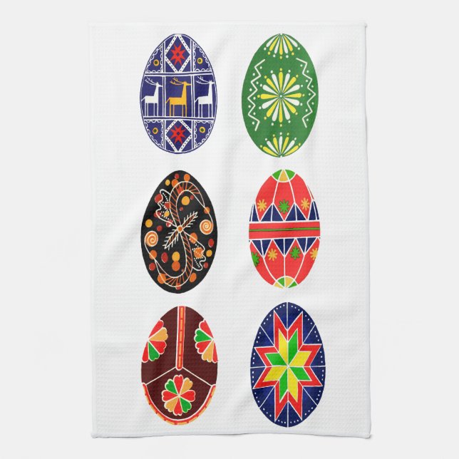 Ukrainian Easter eggs pysanky Kitchen Towel (Vertical)