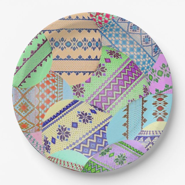  Ukrainian Easter Eggs (Pysanky) Paper Plates (Front)