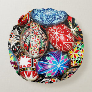 Ukrainian Easter Eggs, Round Pillow
