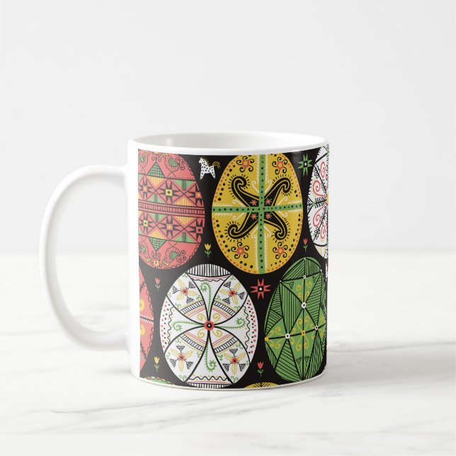 Ukrainian Easter eggs, vintage pattern. Coffee Mug (Left)
