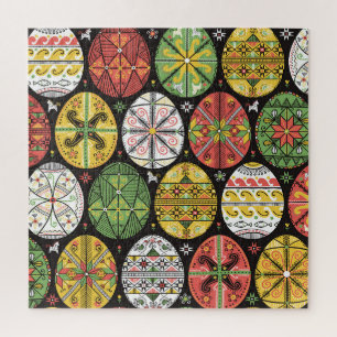 Ukrainian Easter eggs, vintage pattern. Jigsaw Puzzle