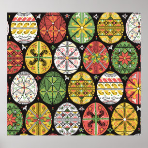 Ukrainian Easter eggs, vintage pattern. Poster
