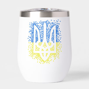 Ukrainian emblem trident tryzub scattering hearts