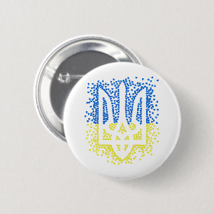 Ukrainian emblem trident tryzub scattering hearts 2 inch round button