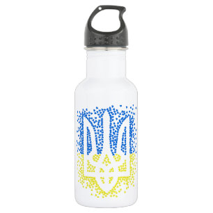Ukrainian emblem trident tryzub scattering hearts 532 ml water bottle