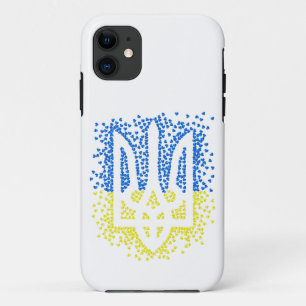 Ukrainian emblem trident tryzub scattering hearts iPhone 11 case