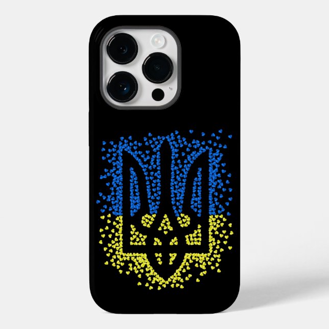 Ukrainian emblem trident tryzub scattering hearts Case-Mate iPhone case (Back)