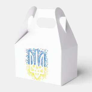 Ukrainian emblem trident tryzub scattering hearts favor box