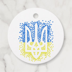 Ukrainian emblem trident tryzub scattering hearts favour tags