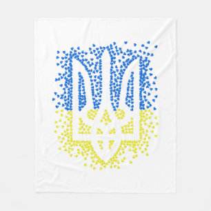 Ukrainian emblem trident tryzub scattering hearts fleece blanket