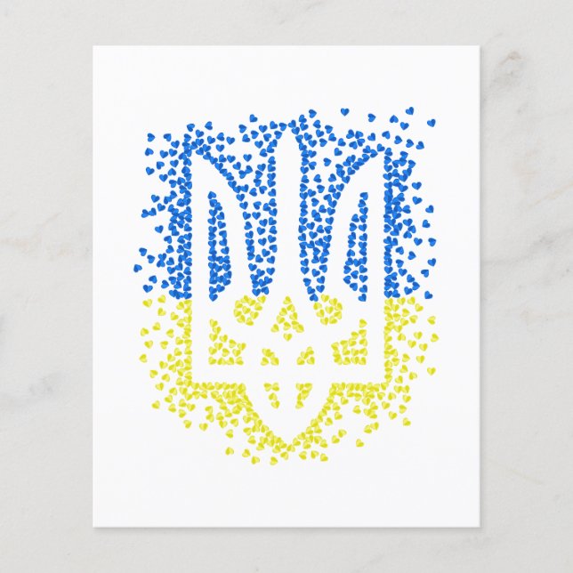 Ukrainian emblem trident tryzub scattering hearts flyer (Front)