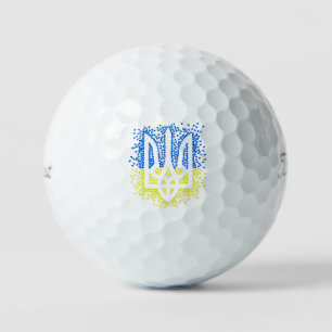 Ukrainian emblem trident tryzub scattering hearts golf balls