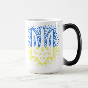 Ukrainian emblem trident tryzub scattering hearts magic mug