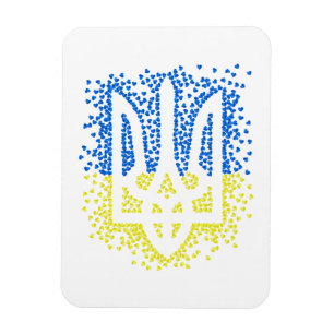 Ukrainian emblem trident tryzub scattering hearts magnet