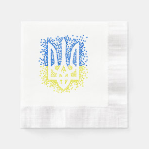 Ukrainian emblem trident tryzub scattering hearts napkin